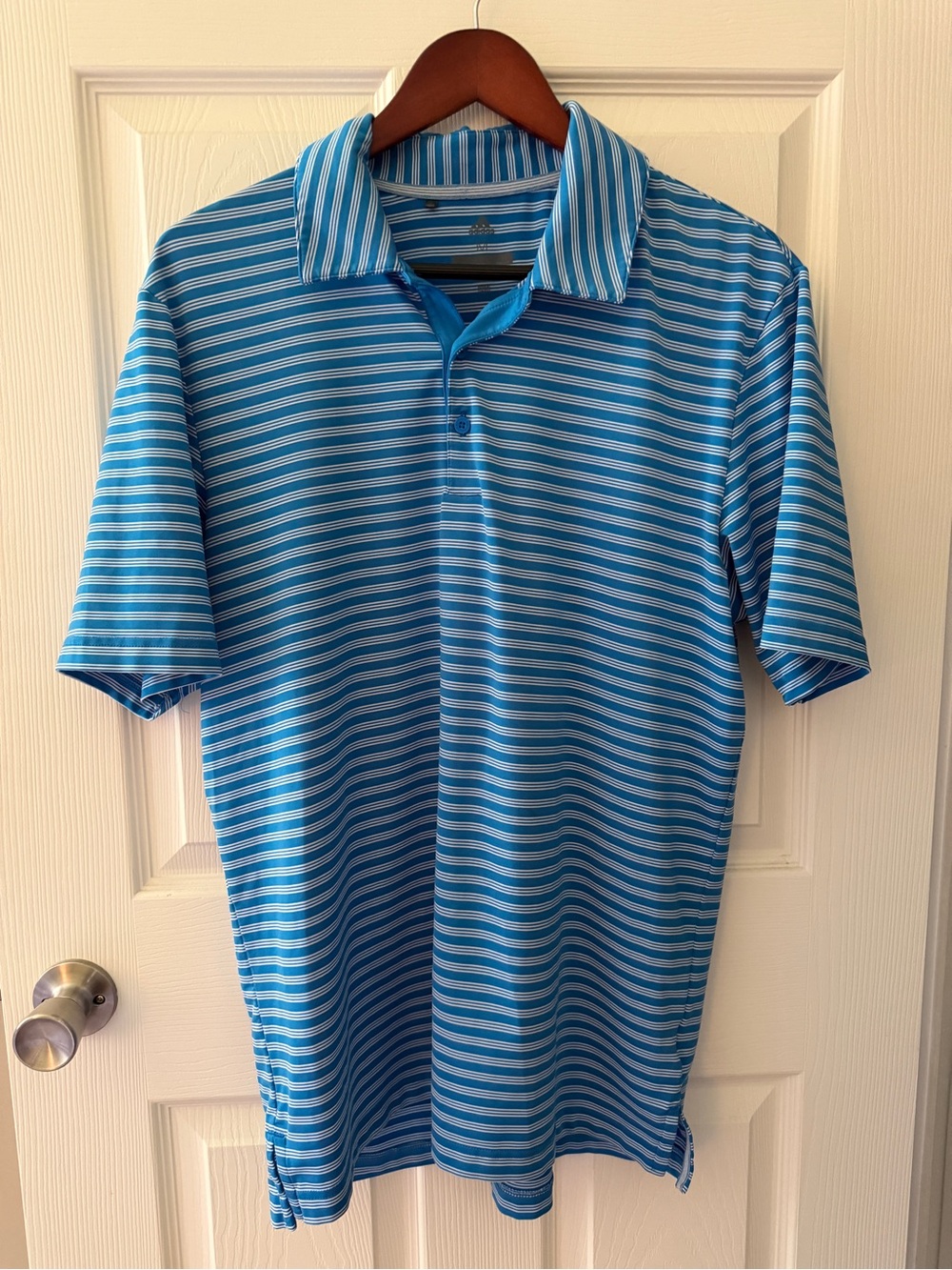 adidas Blue Striped Men's Golf Polo Shirt